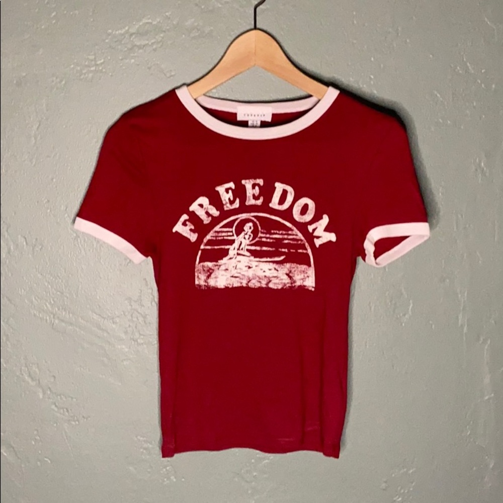 Topshop Freedom Red Graphic Tee size 8